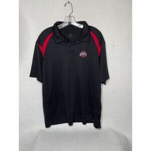 * Ohio State Buckeyes Polo Shirt Mens Large Black Logo Button Short Sleeve